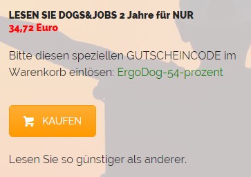 Gutschein Code Fachzeitung Dogs & Jobs, Therapiehunde, Rettungshunde, Hunde bei der Arbeit